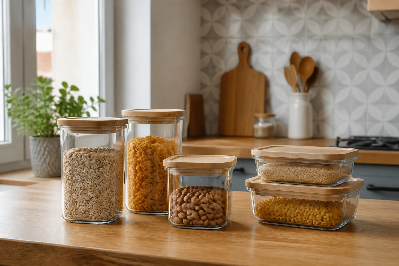 Cuisine propre avec contenants hermétiques pour prévenir l'apparition des cafards